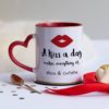 Customize Handle and Inner Red Color Mug Printing - Heart Handle