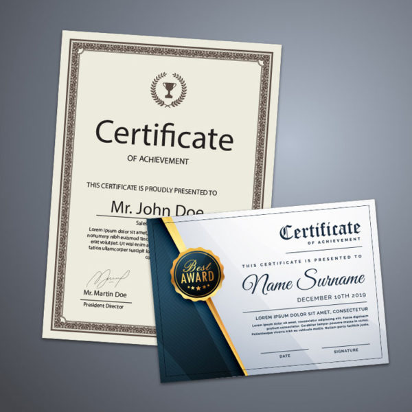 Certificate printing