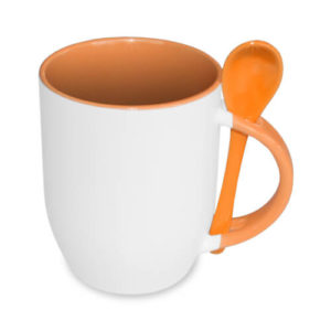 Customized Mug with Spoon - Orange